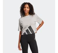 T-Shirt ADIDAS SPORTSWEAR "W BL SJ BF T", Damen, Gr. XXL, grau (medium grau heather, schwarz), Obermaterial: 100% Baumwolle, normal, Rundhals, Shirts T-Shirt (46949112-XXL) medium grau heather, schwar