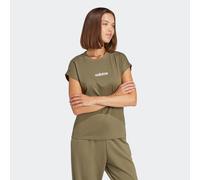 T-Shirt ADIDAS SPORTSWEAR "W LIN SJ T", Damen, Gr. M, grün (olive strata, weiß), Obermaterial: 100% Baumwolle, normal, Rundhals, Shirts T-Shirt, sportlicher Stil, Kurzarm, ohne Verschluss, aus Baumwol
