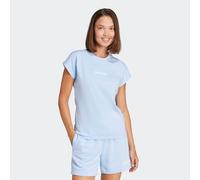 T-Shirt ADIDAS SPORTSWEAR "W LIN SJ T", Damen, Gr. S, blau (glow blau, weiß), Obermaterial: 100% Baumwolle, normal, Rundhals, Shirts T-Shirt, sportlicher Stil, Kurzarm, ohne Verschluss, aus Baumwolle