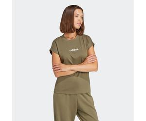 T-Shirt ADIDAS SPORTSWEAR "W LIN SJ T", Damen, Gr. S, grün (olive strata, weiß), Obermaterial: 100% Baumwolle, normal, Rundhals, Shirts T-Shirt, sportlicher Stil, Kurzarm, ohne Verschluss, aus Baumwol
