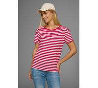 T-Shirt AJC, Damen, Gr. 32/34 (XS), bunt (weiß, rot, gestreift), Jersey, Obermaterial: 100% Baumwolle, geringelt, gestreift, lässig geschnitten hüftlang, Rundhals, eingesetzt normaler Saum, Shirts T-S