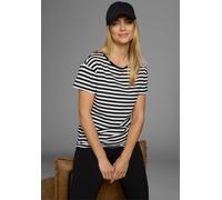 T-Shirt AJC, Damen, Gr. 36/38 (S), schwarz-weiß (weiß, schwarz, gestreift), Jersey, Obermaterial: 100% Baumwolle, geringelt, gestreift, lässig geschnitten hüftlang, Rundhals, eingesetzt normaler Saum,