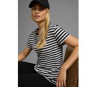 T-Shirt AJC, Damen, Gr. 40/42 (M), schwarz-weiß (weiß, schwarz, gestreift), Jersey, Obermaterial: 100% Baumwolle, geringelt, gestreift, lässig geschnitten hüftlang, Rundhals, eingesetzt normaler Saum,