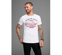 T-Shirt AJC, Herren, Gr. L (52/54), weiß, Jersey, Obermaterial: 100% Baumwolle, bedruckt, unifarben, schmal, Rundhals, Shirts T-Shirt, kurzärmelig, schmal geschnitten, mit stylischem Druck (81430268-L