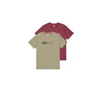 T-Shirt ALPHA INDUSTRIES "Alpha Label T-Shirt 2 Pack", Jungen, Gr. XL, bunt (olive, burgundy), Obermaterial: 100% Baumwolle, Shirts T-Shirt (49808320-XL) olive, burgundy