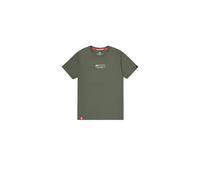 T-Shirt ALPHA INDUSTRIES "Alpha Wording T-Shirt", Herren, Gr. M, grün (schwarz olive), Obermaterial: 100% Baumwolle, Shirts T-Shirt (36332707-M) schwarz olive