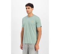 Rundhalsshirt ALPHA INDUSTRIES "Backprint T", Herren, Gr. M, frost grün, Single Jersey, Obermaterial: 100% Baumwolle, bedruckt, regular fit normal, Rundhals, Shirts Rundhalsshirt (88567549-M) frost gr