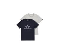 T-Shirt ALPHA INDUSTRIES "Basic T-Shirt BL 2 Pack", Damen, Gr. 3XL, blau (grau.heat, rep.blau), Obermaterial: 100% Baumwolle, Shirts T-Shirt (64607553-XXXL) grau.heat, rep.blau