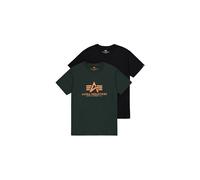 Rundhalsshirt ALPHA INDUSTRIES "Basic T 2 Pack", Herren, Gr. 3XL, blau (schwarz, schwarz petrol), Single Jersey, Obermaterial: 100% Baumwolle, bedruckt, regular fit normal, Rundhals, Shirts (15251104-