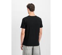 T-Shirt ALPHA INDUSTRIES "Basic T-Shirt BL Foil Print", Herren, Gr. XL, schwarz (schwarz, metalsilber), Obermaterial: 100% Baumwolle, Shirts T-Shirt (47925945-XL) schwarz, metalsilber