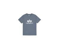 T-Shirt ALPHA INDUSTRIES "Basic T-Shirt", Damen, Gr. L, blau (denim blau), Single Jersey, Obermaterial: 100% Baumwolle, bedruckt, regular fit normal, Rundhals, normaler Saum, Shirts T-Shirt, Baumwolle