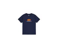 T-Shirt ALPHA INDUSTRIES "Basic T-Shirt BL Rubber", Herren, Gr. XL, blau (ultra navy), Obermaterial: 90% Baumwolle, 10% Polyester, Shirts T-Shirt (38971110-XL) ultra navy