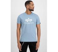 T-Shirt ALPHA INDUSTRIES "Basic T-Shirt", Damen, Gr. 3XL, bunt (graublau), Single Jersey, Obermaterial: 100% Baumwolle, bedruckt, regular fit normal, Rundhals, normaler Saum, Shirts T-Shirt (54771032-