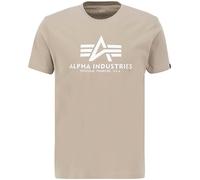 T-Shirt ALPHA INDUSTRIES "Basic T-Shirt", Damen, Gr. L, beige (vintage sand), Single Jersey, Obermaterial: 100% Baumwolle, bedruckt, regular fit normal, Rundhals, normaler Saum, Shirts T-Shirt (283328