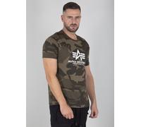 T-Shirt ALPHA INDUSTRIES "Basic T-Shirt", Damen, Gr. L, grün (olive camo), Single Jersey, Obermaterial: 100% Baumwolle, bedruckt, regular fit normal, Rundhals, normaler Saum, Shirts T-Shirt (50728532-