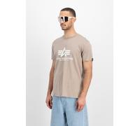 T-Shirt ALPHA INDUSTRIES "Basic T-Shirt", Damen, Gr. S, beige (vintage sand), Single Jersey, Obermaterial: 100% Baumwolle, bedruckt, regular fit normal, Rundhals, normaler Saum, Shirts T-Shirt, Baumwo