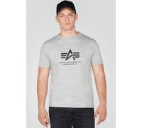T-Shirt ALPHA INDUSTRIES "Basic T-Shirt", Damen, Gr. S, grau (grau heather), Single Jersey, Obermaterial: 100% Baumwolle, bedruckt, meliert, regular fit normal, Rundhals, normaler Saum, Shirts T-Shirt