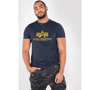T-Shirt ALPHA INDUSTRIES "Basic T-Shirt", Herren, Gr. L, blau (new navy), Single Jersey, Obermaterial: 100% Baumwolle, bedruckt, regular fit normal, Rundhals, normaler Saum, Shirts T-Shirt, Baumwolle,