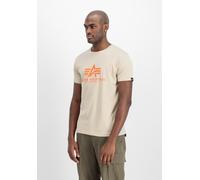 T-Shirt ALPHA INDUSTRIES "Basic T-Shirt", Herren, Gr. XL, beige (organic beige), Single Jersey, Obermaterial: 100% Baumwolle, bedruckt, regular fit normal, Rundhals, normaler Saum, Shirts T-Shirt, Bau