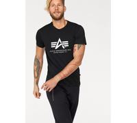 T-Shirt ALPHA INDUSTRIES "Basic T-Shirt", Herren, Gr. XL, schwarz (schwarz, 03), Single Jersey, Obermaterial: 100% Baumwolle, bedruckt, regular fit normal, Rundhals, normaler Saum, Shirts T-Shirt, Bau