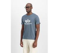 T-Shirt ALPHA INDUSTRIES "Basic T-Shirt", Damen, Gr. XXL, blau (denim blau), Single Jersey, Obermaterial: 100% Baumwolle, bedruckt, regular fit normal, Rundhals, normaler Saum, Shirts T-Shirt, Baumwol