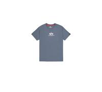 Rundhalsshirt ALPHA INDUSTRIES "Basic T ML", Herren, Gr. 3XL, blau (denim blau), Single Jersey, Obermaterial: 100% Baumwolle, bedruckt, normal normal, Rundhals, gerader Abschluss, Shirts Rundhalsshirt