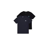 Rundhalsshirt ALPHA INDUSTRIES "Basic T Small Logo 2 Pack", Herren, Gr. 3XL, blau (rep. blau, schwarz, blau), Single Jersey, Obermaterial: 100% Baumwolle, bedruckt, regular fit normal, Rundhals, Shirt