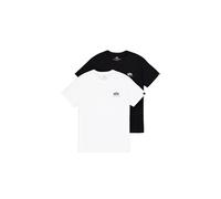 Rundhalsshirt ALPHA INDUSTRIES "Basic T Small Logo 2 Pack", Herren, Gr. XL, schwarz-weiß (schwarz, weiß), Single Jersey, Obermaterial: 100% Baumwolle, bedruckt, regular fit normal, Rundhals, Shirts Ru