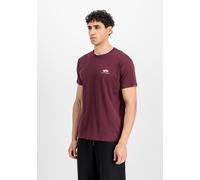 Rundhalsshirt ALPHA INDUSTRIES "BASIC T SMALL LOGO", Herren, Gr. L, rot (schwarz cherry), Single Jersey, Obermaterial: 100% Baumwolle, bedruckt, schmal normal, Rundhals, eingesetzt gerader Abschluss,
