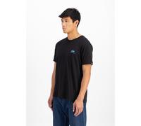 T-Shirt ALPHA INDUSTRIES "Basic T-Shirt SL", Herren, Gr. S, schwarz (schwarz, blau), Obermaterial: 100% Baumwolle, Shirts T-Shirt (28674262-S) schwarz, blau