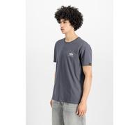 T-Shirt ALPHA INDUSTRIES "Basic T-Shirt SL", Jungen, Gr. S, grau (grauschwarz), Obermaterial: 100% Baumwolle, Shirts T-Shirt (90207761-S) grauschwarz