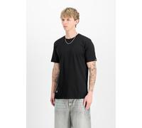 Rundhalsshirt ALPHA INDUSTRIES "Label T BP", Herren, Gr. M, schwarz, schwarz, Single Jersey, Obermaterial: 100% Baumwolle, bedruckt, regular fit normal, Rundhals, Shirts Rundhalsshirt (62459043-M) sch