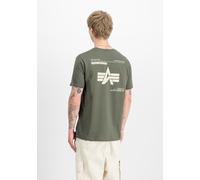 Rundhalsshirt ALPHA INDUSTRIES "Label T BP", Herren, Gr. S, grün (schwarz olive), Single Jersey, Obermaterial: 100% Baumwolle, bedruckt, Modisch, regular fit, Rundhals, Shirts (37776845-S) schwarz oli