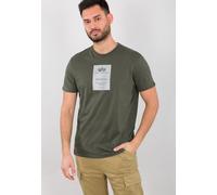 T-Shirt ALPHA INDUSTRIES "Reflective Label T-Shirt", Herren, Gr. S, grün (schwarz olive), Obermaterial: 100% Baumwolle, Shirts T-Shirt (16692239-S)