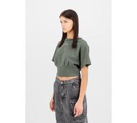 T-Shirt ALPHA INDUSTRIES "Waisted T-Shirt W", Damen, Gr. L, schwarz olive, Obermaterial: 100% Baumwolle, Shirts T-Shirt (57940647-L) schwarz olive