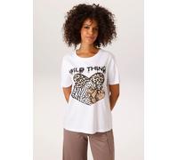 T-Shirt ANISTON CASUAL, Damen, Gr. 32/34, weiß (weiß, schwarz, beige, dunkelbraun), Single Jersey, Obermaterial: 100% Baumwolle, Schlangenoptik, bedruckt, lässig geschnitten hüftbedeckend, Rundhals, S