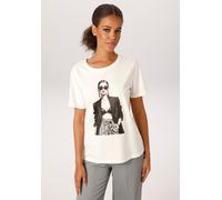 T-Shirt ANISTON CASUAL, Damen, Gr. 32/34, wollweiß, schwarz, grau, oliv, goldfarben, rot, Single Jersey, Obermaterial: 100% Baumwolle, bedruckt, lässig geschnitten hüftlang, Rundhals, Shirts T-Shirt, 