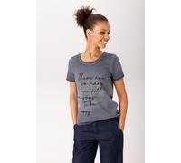 T-Shirt ANISTON CASUAL, Damen, Gr. 40, grau (blau, hellblau, schwarz), Single Jersey, Obermaterial: 100% Baumwolle, bedruckt, used, figurbetont hüftbedeckend, Rundhals, Shirts T-Shirt, mit ausdrucksvo