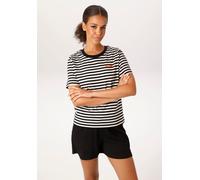 T-Shirt ANISTON CASUAL, Damen, Gr. 40, schwarz, wollweiß, orange, gelb, Single Jersey, Obermaterial: 100% Baumwolle, bedruckt, bestickt, geringelt, figurumspielend hüftlang, Rundhals, Shirts T-Shirt,