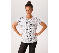 T-Shirt ANISTON CASUAL, Damen, Gr. 42, weiß, schwarz, Single Jersey, Obermaterial: 95% Viskose (LENZING™ ECOVERO™), 5% Elasthan, bedruckt, figurumspielend hüftlang, Rundhals, Shirts T-Shirt, allover m