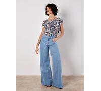 T-Shirt APRICOT "Ditsy Floral Top", Damen, Gr. L (40), blau (navy), Obermaterial: 100% Viskose LENZING ECOVERO CV LenzEcov., geblümt, Blusen T-Shirt (79386113-40) navy