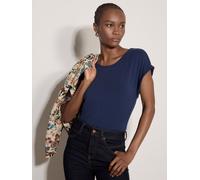 T-Shirt APRICOT "Jersey-T-Shirt", Damen, Gr. L (40), blau (navy), gewebt, Obermaterial: 95% Viskose CV. 5% Elasthan EL., uni, normal normal, Flügelärmel, Tops T-Shirt (20271554-40) navy