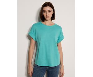 T-Shirt APRICOT "Strukturiertes T-Shirt", Damen, Gr. L (40), blau, Strick, Obermaterial: 70% Polyester PES. 29% Viskose CV. 1% Elasthan EL., uni, normal normal, Flügelärmel, Tops T-Shirt (97688851-40)