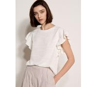 T-Shirt APRICOT "Strukturiertes T-Shirt", Damen, Gr. S (36), weiß (creme), Strick, Obermaterial: 70% Polyester PES. 29% Viskose CV. 1% Elasthan EL., uni, Normale Länge, Rüschen, Tops T-Shirt (87950668