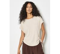 T-Shirt APRICOT "Waffelgestricktes T-Shirt", Damen, Gr. S (36), beige (stein), Strick, Obermaterial: 66% Viskose LENZING ECOVERO CV LenzEcov. 32% Polyester Pol. recyc.. 2% Elasthan EL., uni, Fledermau