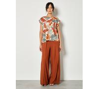 T-Shirt APRICOT "Web-T-Shirt", Damen, Gr. M (38), grün (khaki), gewebt, Obermaterial: 75% Viskose CV. 25% Leinen LI., gemustert, Krempelärmel, Tops T-Shirt (93473430-38) khaki