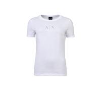 A|X ARMANI EXCHANGE Damen T-Shirt - Rundhals, Kurzarm, Glitzer-Logo, Baumwolle Weiß / S S Weiß