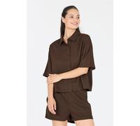 T-Shirt ATHLECIA "Resort", Damen, Gr. 44, braun (dunkelbraun), 55% Leinen, 45% Viskose, unifarben, normal, ohne Ausschnitt, Shirts T-Shirt, aus atmungsaktivem Material (37945469-44) dunkelbraun