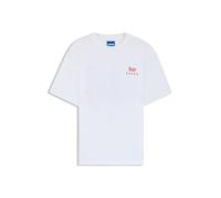 T-Shirt HUGO BLUE "Nucavo", Damen, Gr. XXL, weiß100, Single Jersey, Obermaterial: 100% Baumwolle, bedruckt, regular fit normal, Rundhals, abgesteppte Kante, Shirts T-Shirt, mit Artwork, regular fit (8