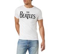 T-Shirt aus Baumwolle, Black Beatles, klassisches Design, Logo, Weiß, Kurzarm, weiß, M